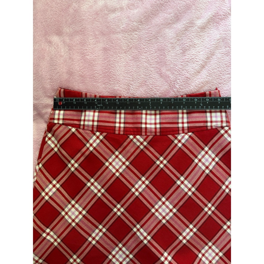 Tangents Vintage Y2K Red Plaid Mini Skirt Side Zip Stretch Schoolgirl Size 5/6 - Picture 4 of 8